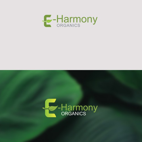 Minimalist logo concept for E-Harmony Organics