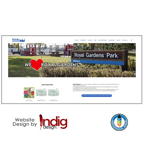 Website design for Royal Garden Community League