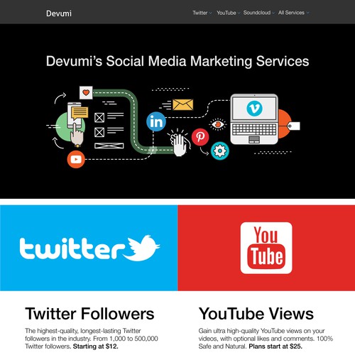 Devumi Services Landing Page