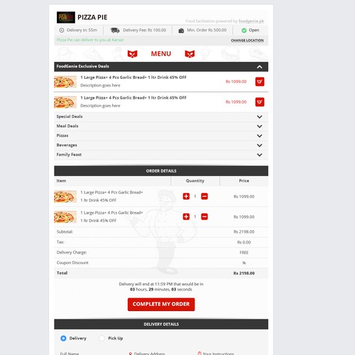 App design for online food ordering in facebook