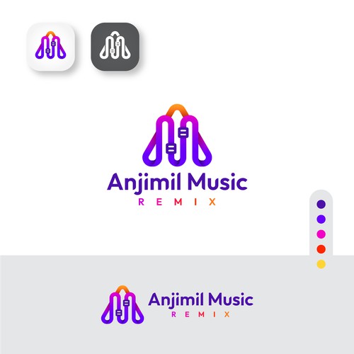 Anjimil Music Remix logo cencept