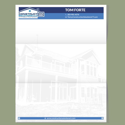 Attractive non-traditional letterhead for a construction company