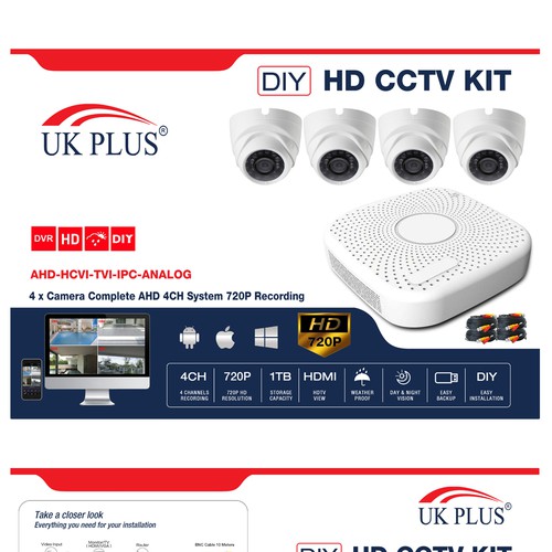 CCTV product Packaging for UK Plus
