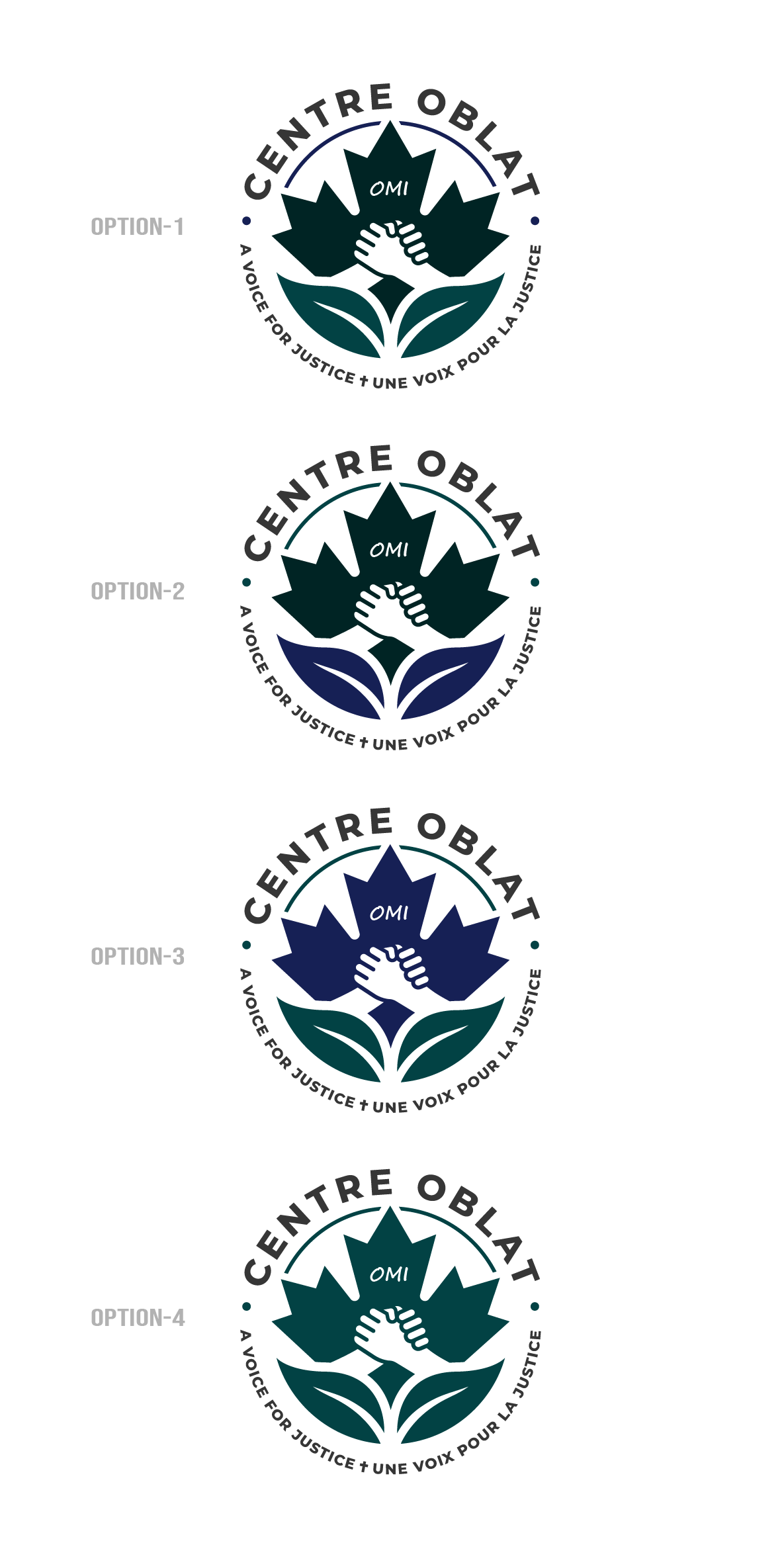 Logo for the Centre Oblat - A Voice for Justice/Un voix pour la justice