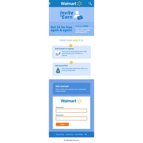 Website for Walmart's Invite a Friend program