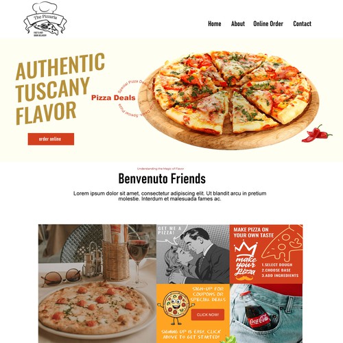 Pizza order online website, or book a table, etc.