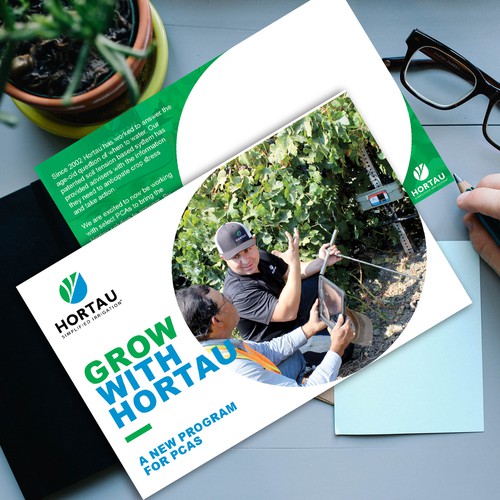 Design a postcard for an Agtech company looking to bring sustainability in agriculture