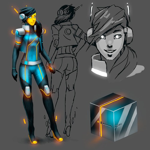 Create a character concept for an female teenage Artificial Intelligence who could change the world.