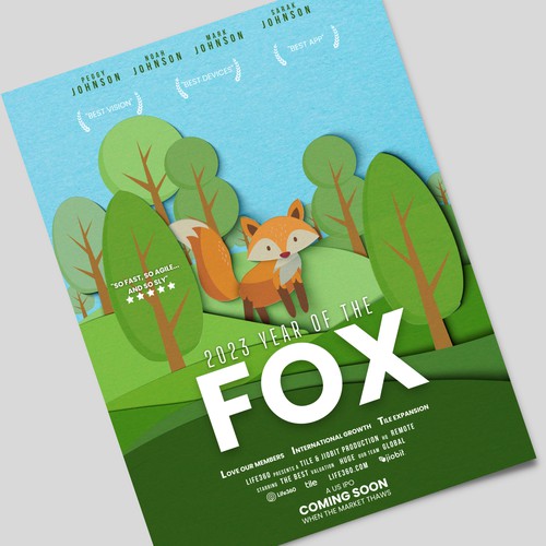 Papercraft Fox Poster Design