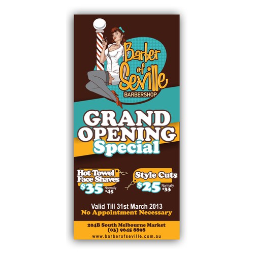 Barber Of Seville Barbershop needs a new postcard or flyer