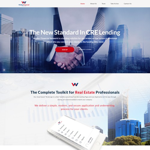 Logo & Landing Page - Walker Financial Network - "A new standard in CRE lending"