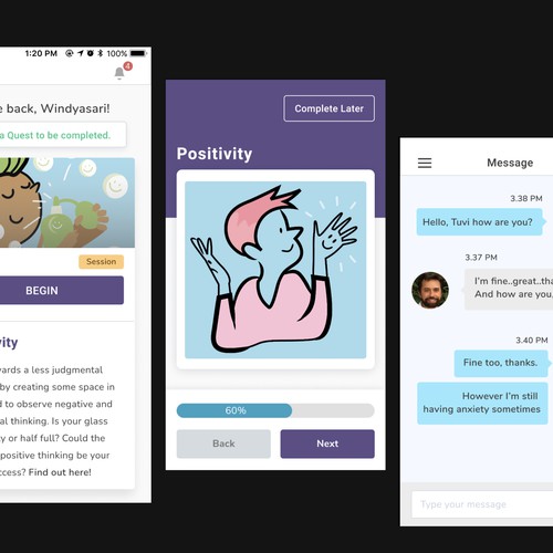 Mobile app Design for mental health app