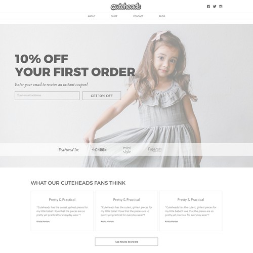 Clean and Minimalist Design Approach for Children's Fashion Website