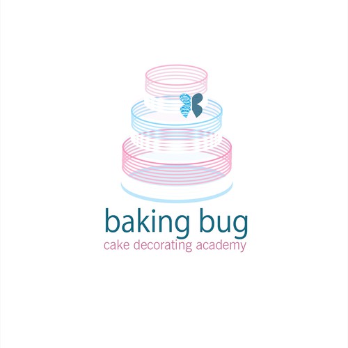 Create a contemporary and vibrant logo for Baking Bug Cake Decorating Academy