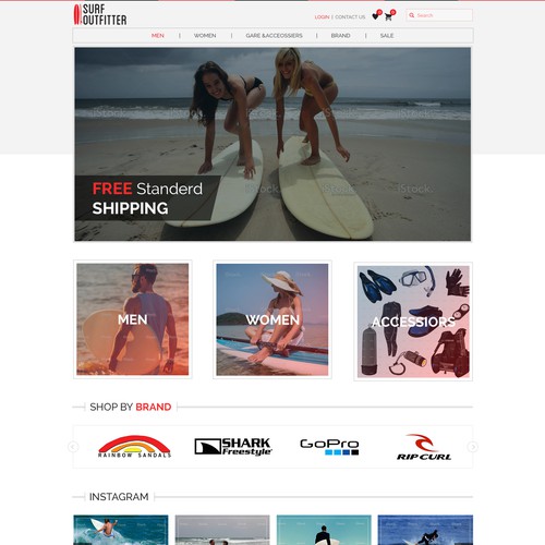 Web page design for Surf Outfiter