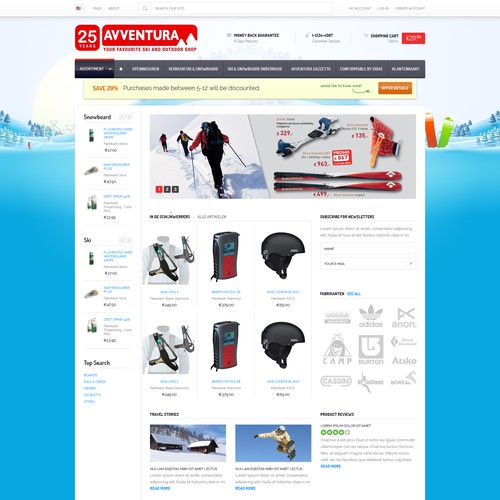 Cool and trendy design needed for an outdoor style webshop!!