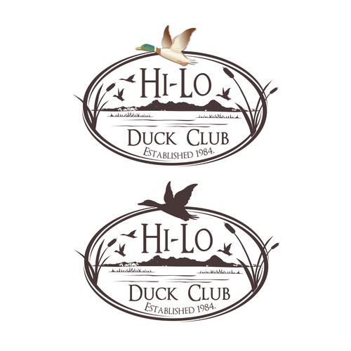 A new logo for a duck club and waterfowl preserve.