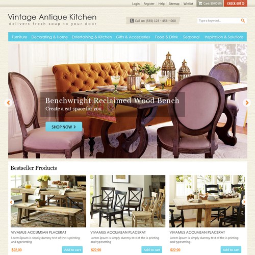 New website design wanted for Vintage Antique Kitchen