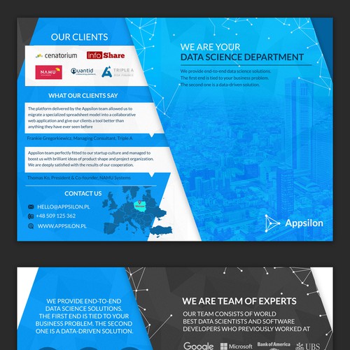 Booklet design for a Data Analysis Firm