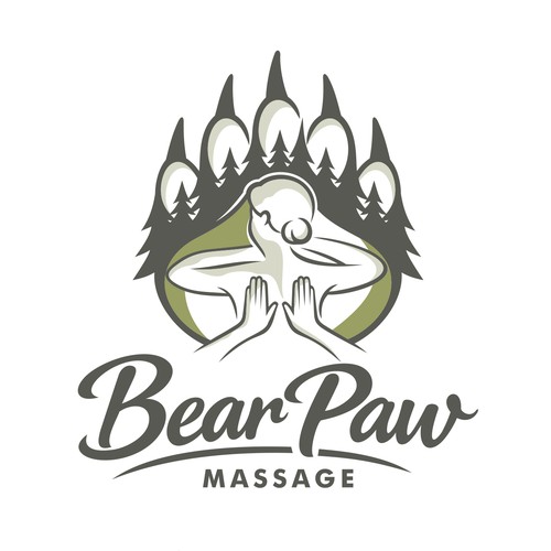 bear paw massage logo design