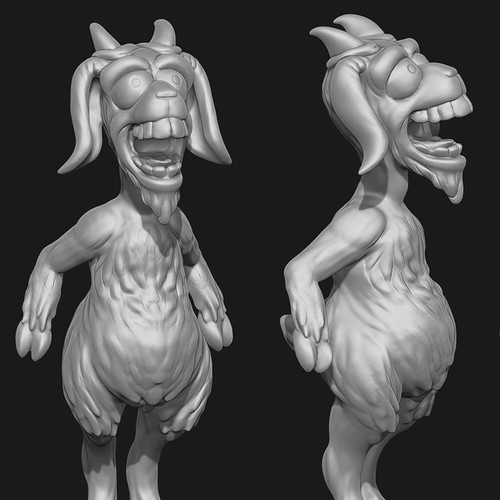 Design concept for a funny rubber goat