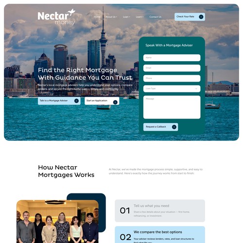 Clean & Trustworthy Mortgage Landing Page for Nectar Money