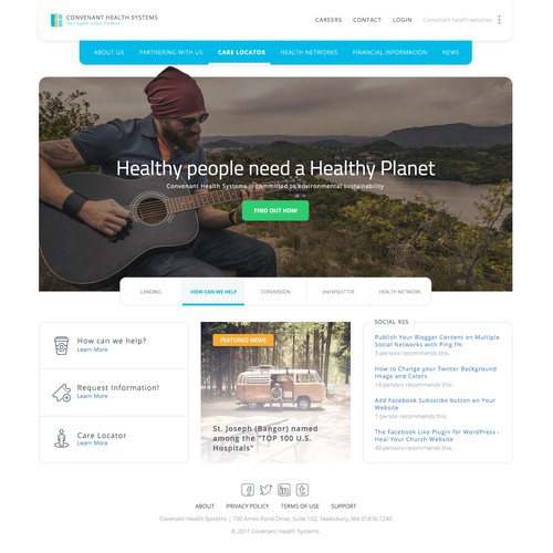Design for a Health System’s Corporate Website and one of it’s primary entities