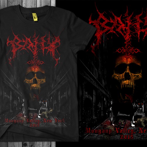 Design a HEAVY METAL t-shirt that's loud, obnoxious, evil and bloody