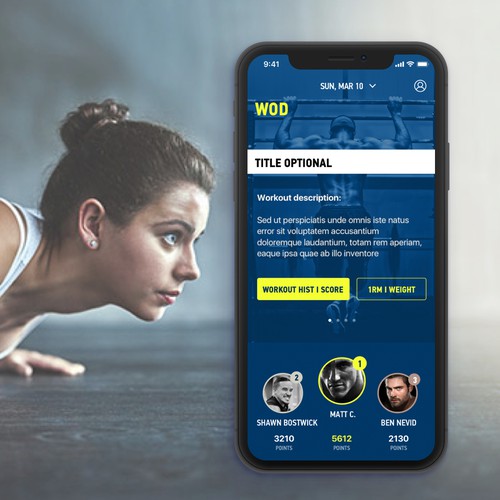 Workout app design