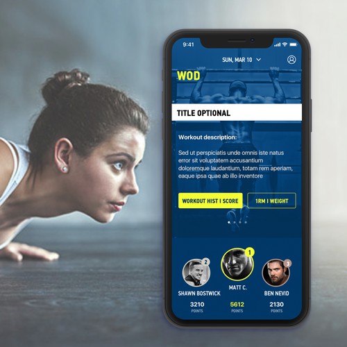 Workout app design