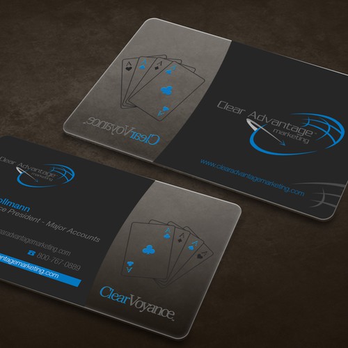 Clean Design for a potentially clear or frosted card.  Software development for the casino industry.