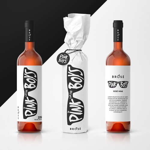 Rosé wine label, can and box