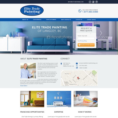 Design a clean & fresh landing page for Elite Trade Painting