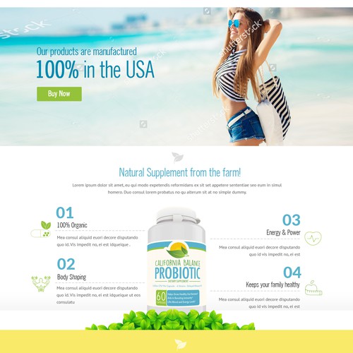 Landing page for California Balance Probiotic brand