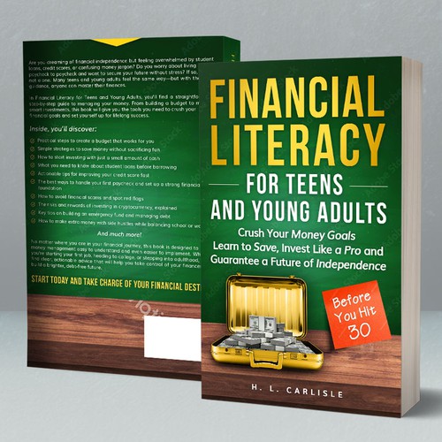 Attractive cover for Financial Literacy for Teens. 