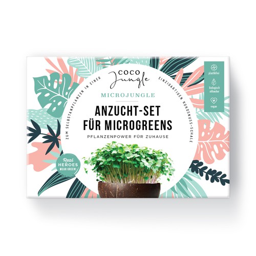 Packaging Kit to grown you own Microgreens in a coconut