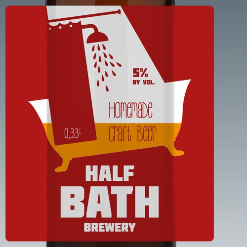 Beer bottle label for Half Bath Brewery