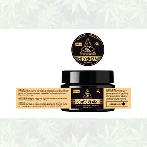 Enter Illuminati CBD Cream labels