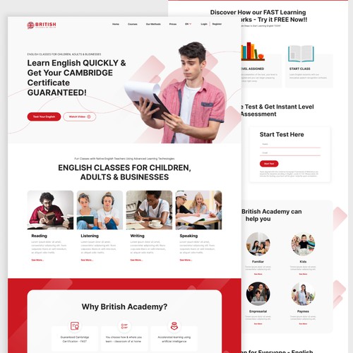 Learn English Landing Page Design