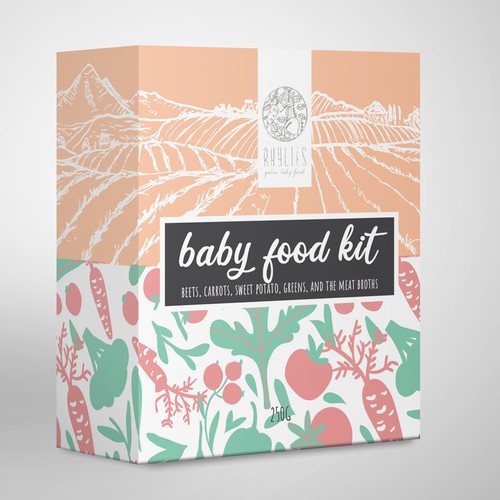 Design packaging for a healthy artisan baby food subscription kit