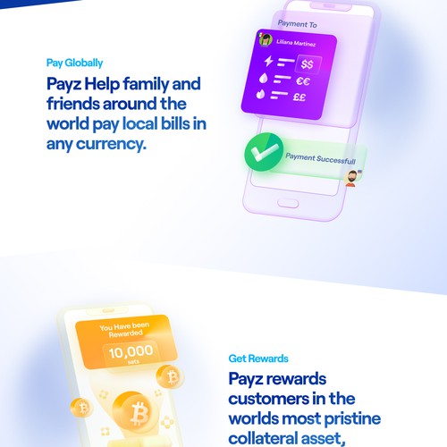 Landing page for Payz.