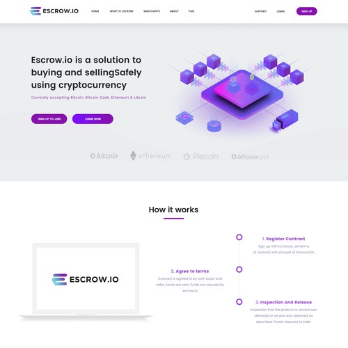 Cryptocurrency landing page design