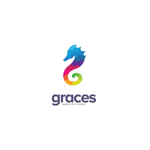 Colorful seahorse logo concept for GRACES