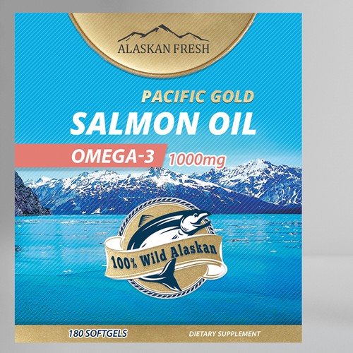 Salmon Oil Supplement Label Artwork Design