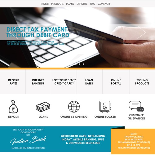 Home Page Web Design For Indian Bank