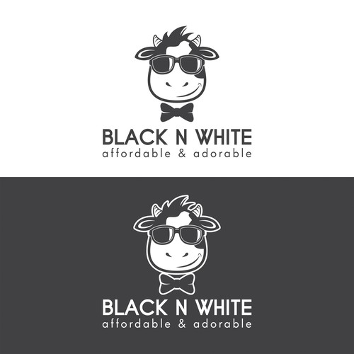 Black n White logo with cow theme