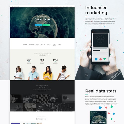 Modern web design for Influencer marketing agency.