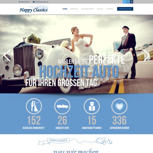 Elegante Oldtimer Vermietung für Hochzeiten und besondere Anlässe (Wordpress Template)