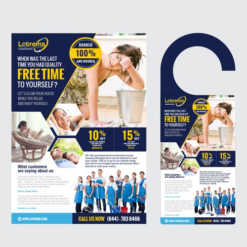 Bespoke, minimalist Flyer and Door Hanger Design for Lotrems Cleaning Services