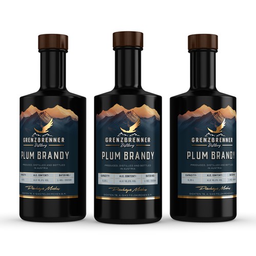 Bottle label for fine brandies and spirits.